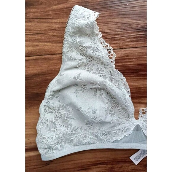 Victoria's Secret Dream Angels Bralette Bra Sz Medium Gray Unlined Lace Plunge - Picture 6 of 8